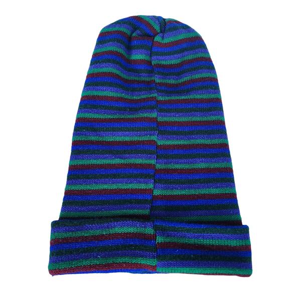 Stussy long border skater surfer beanie red blue green purple 15" Slouchy - Picture 8 of 10